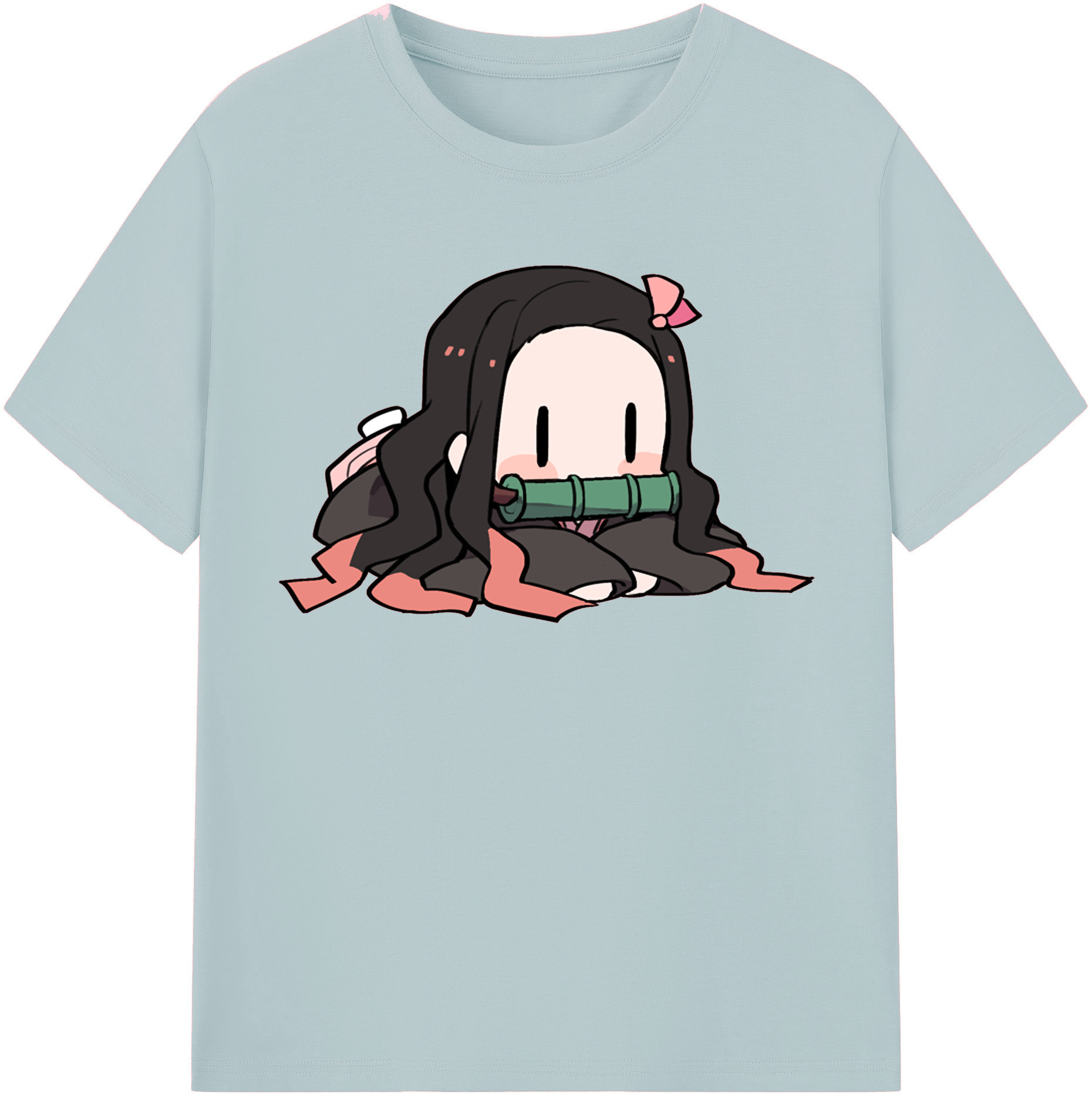 （画像用） 鬼滅の刃（きめつのやいば）竈門 禰󠄀豆子／かまど ねずこ Kamado Nezuko 綿100％半袖Tシャツ（フロントプリント）